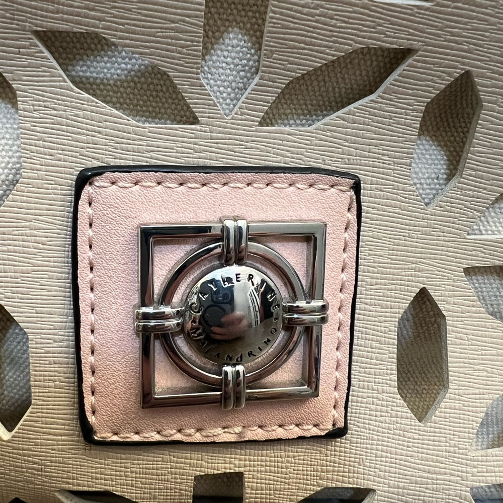 Catherine Malandrino Cream and Pink Cut-Out Tote with interior removable pouch - Picture 2 of 11